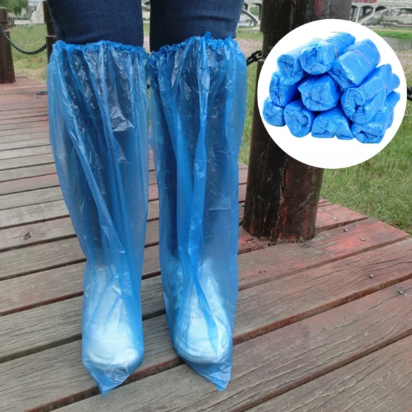 Disposable Waterproof Shoe & Boot Covers, Blue Plastic Farm & Outdoor Footwear Protection