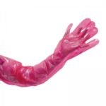 single-use waterproof disposable full sleeve glove for animals red pink