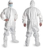 disposable waterproof coverall bodysuit with shoe covers for farm work wear