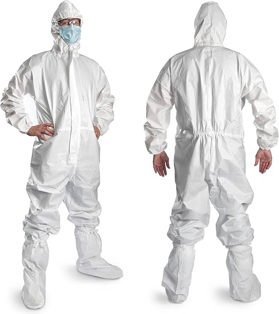 disposable waterproof coverall bodysuit with shoe covers for farm work wear