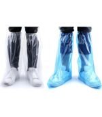Disposable Waterproof Shoe & Boot Covers, Blue and Transparent Plastic Farm & Outdoor Footwear Protection