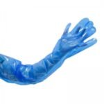 single-use waterproof disposable full sleeve glove for animals blue